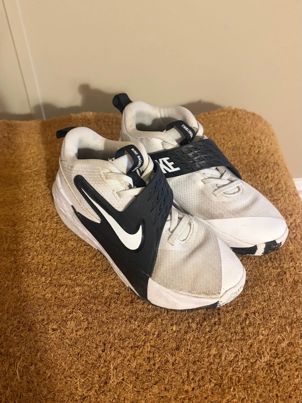 Nike Kids White and Black Slip-On Basketball Sneakers